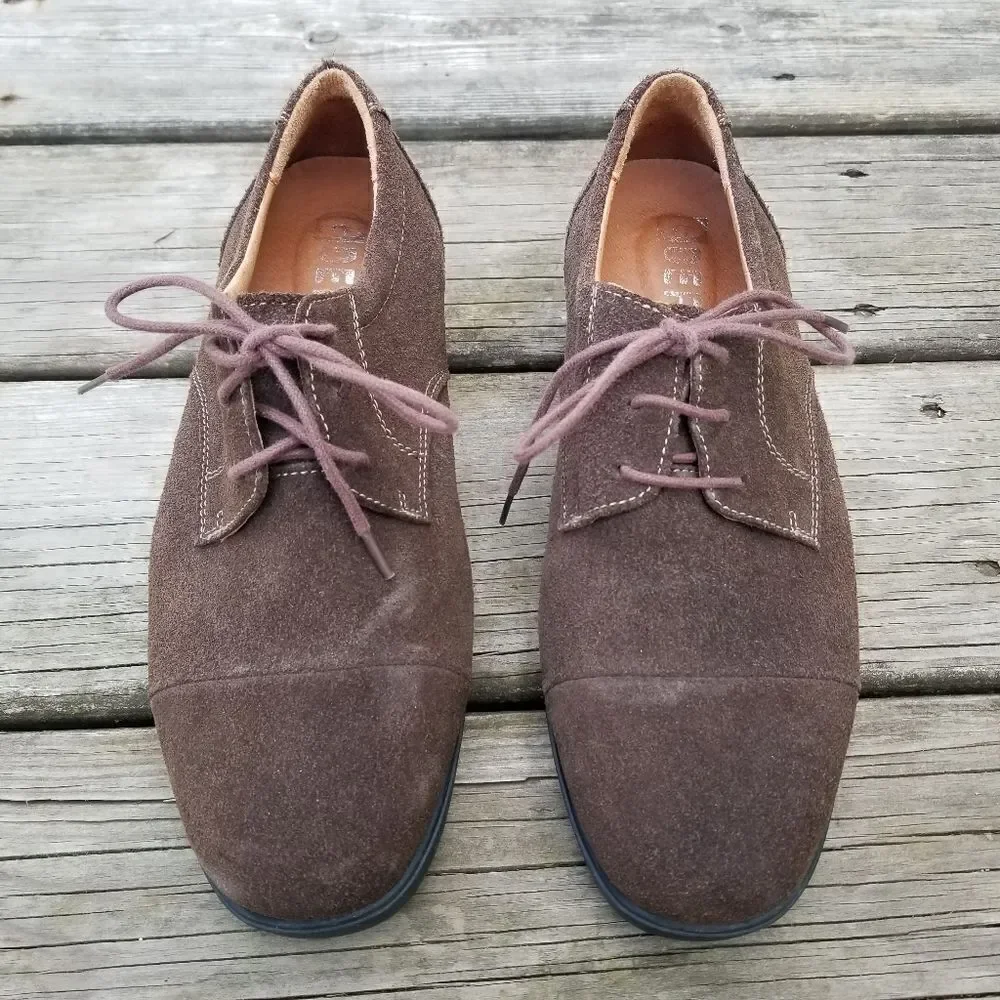 G defy Gravity Defyer Brown Suede Leather‎ Cap Toe Lace-up Oxfords Men's 7.5